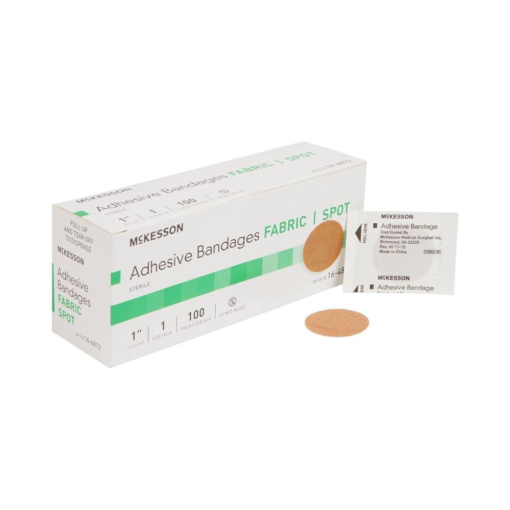 image:imageMcKesson Adhesive Bandages Sterile Fabric Spot 1 in 100 Count 24 Packs 2400 Total