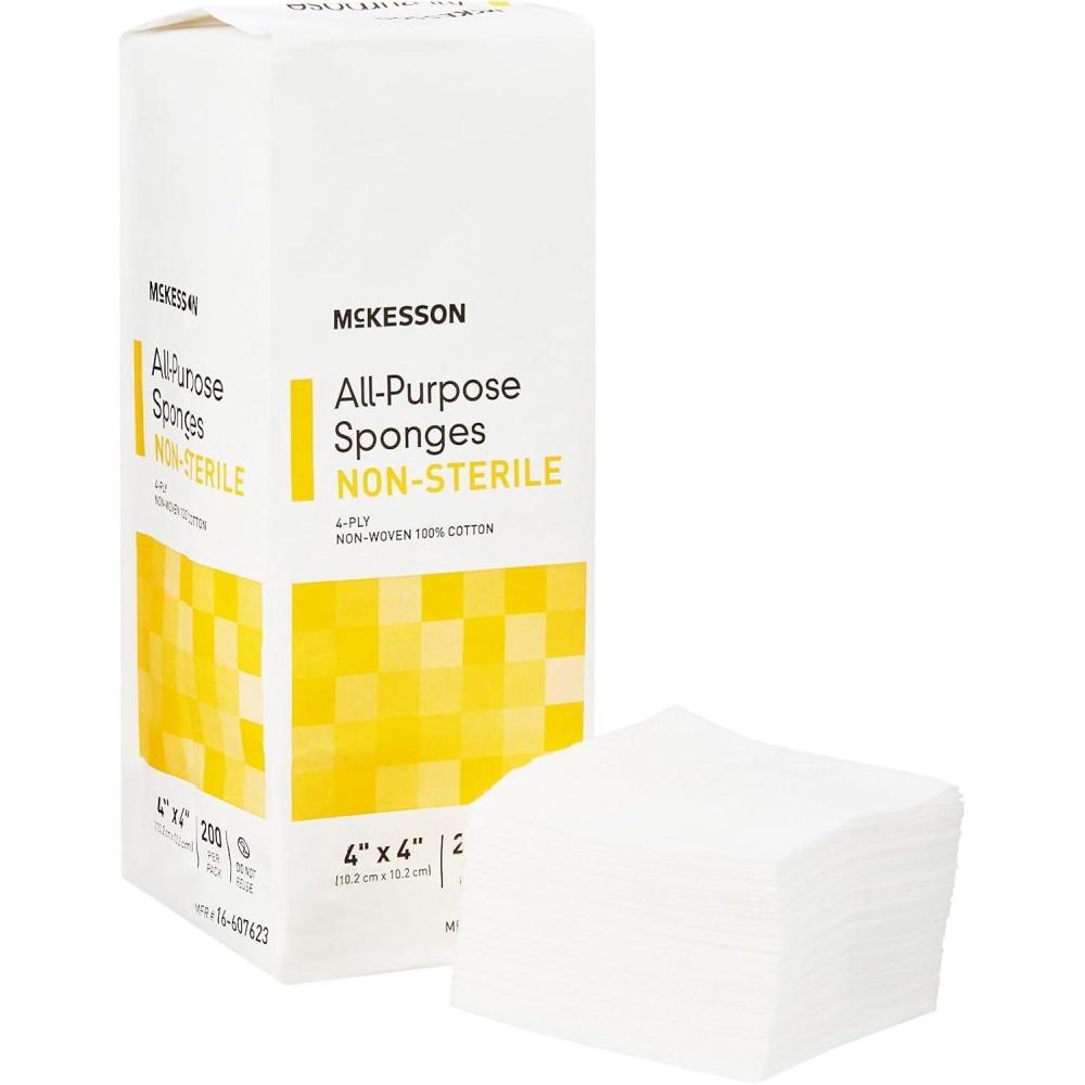 image:imageMcKesson All Purpose Sponges NonSterile 4Ply 100 Cotton 2 in x 2 in 200 per Pack 40 Packs 8000 Total4 X 4 Inch 200 Count