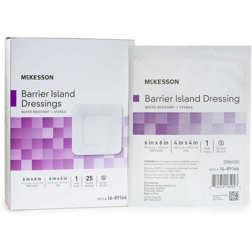 image:imageMcKesson Barrier Island Dressing Sterile WaterResistant 6 in x 6 in 25 Count 1 Pack6x6 Inch