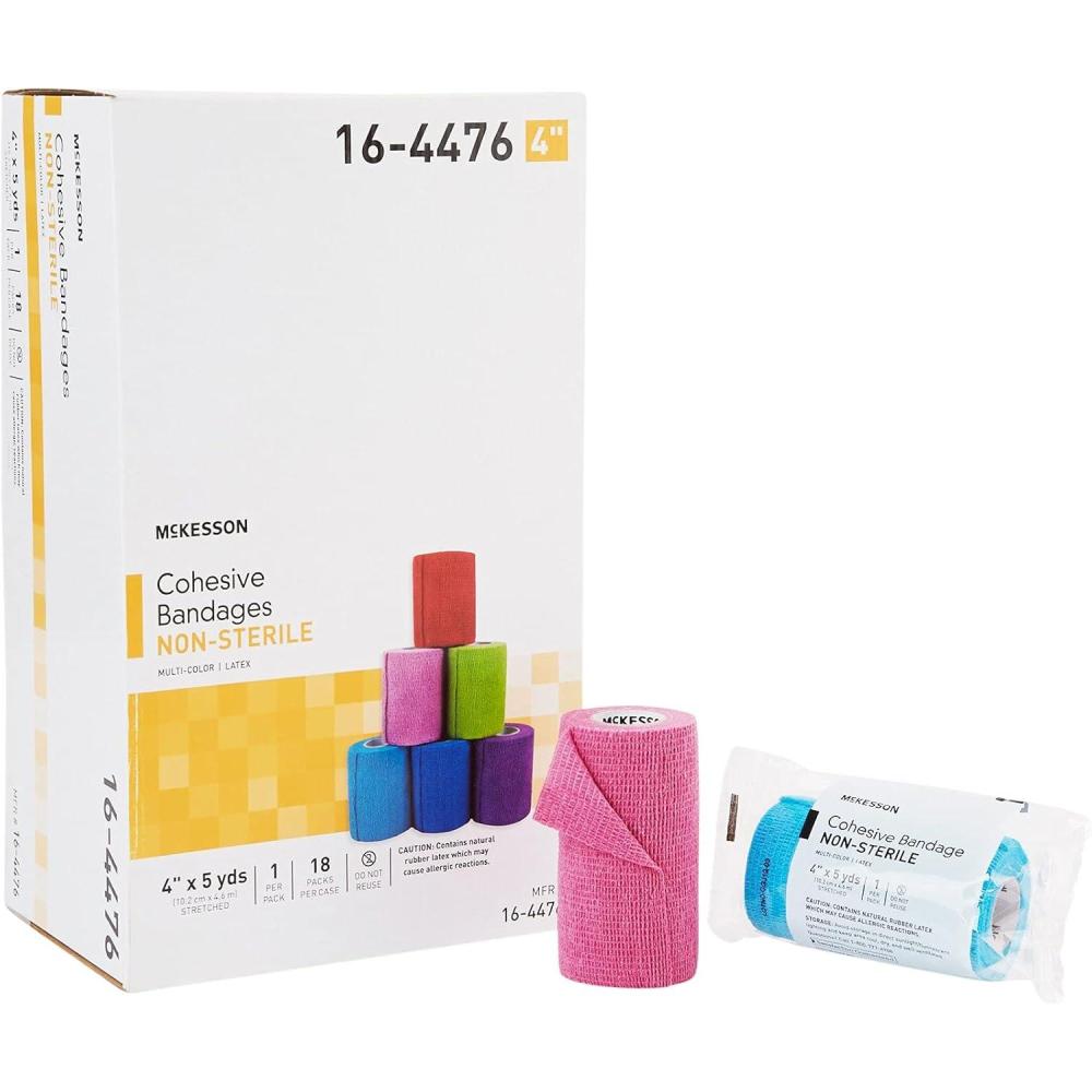 image:imageMcKesson Cohesive Bandage NonSterile SelfAdherent Closure MultiColor 4 in x 5 yds 1 Count 18 Packs 18 Total4 Inch x 5 yards