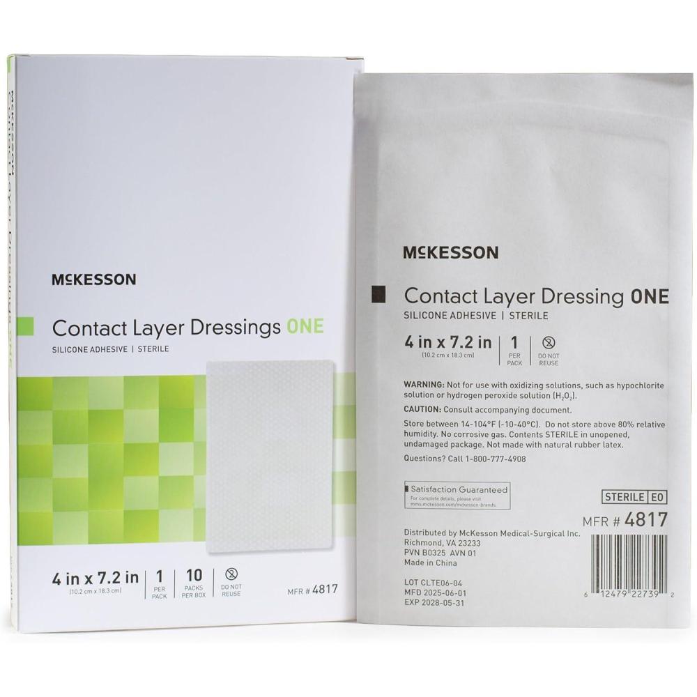 image:imageMcKesson Contact Layer Dressing Sterile Silicone Adhesive 4 in x 72 in 10 Count 1 Pack