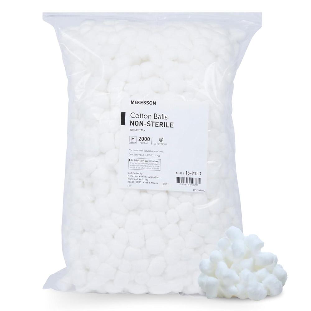image:imageMcKesson Cotton Balls 2000 Count Bulk 100 Pure Cotton Balls for Face Nail Polish Remover Makeup MediumMedium 2000 Count