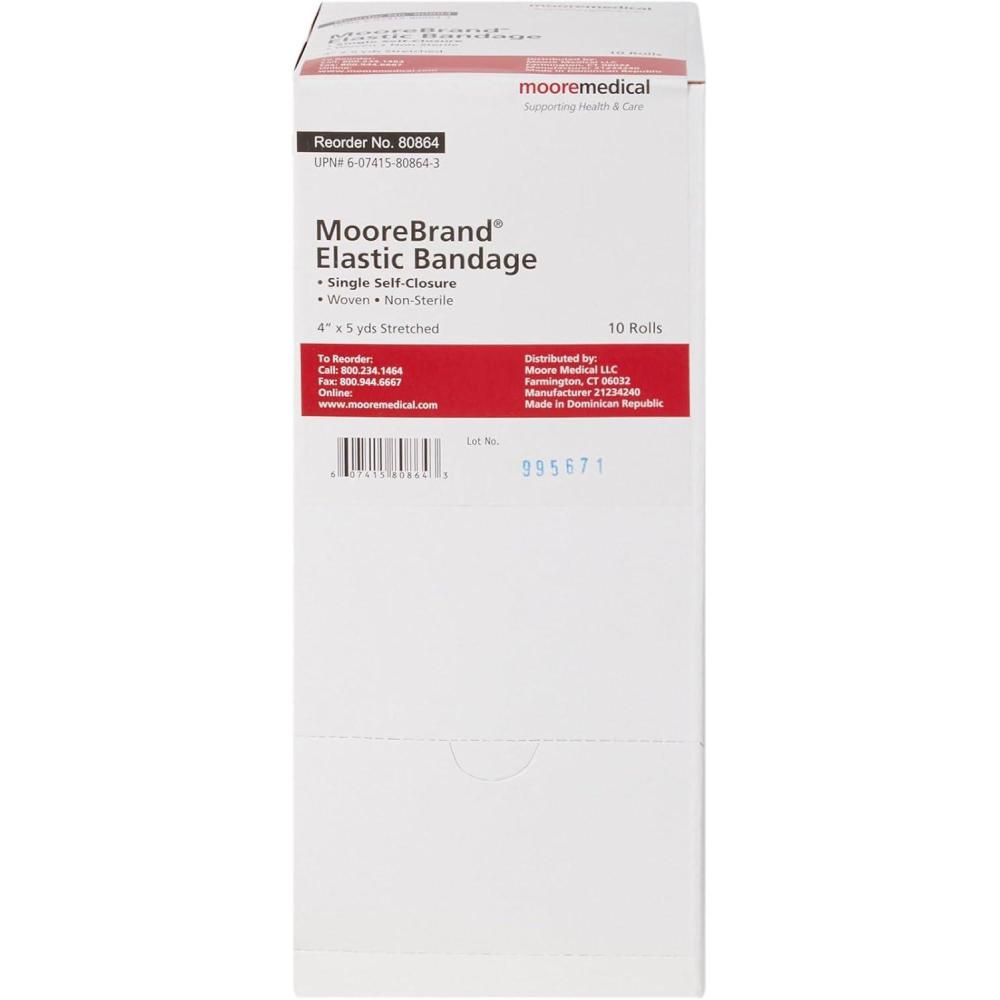 image:imageMcKesson Elastic Bandage Standard Compression Wrap with Hook and Loop Closure Tan NonSterile Compression Bandage for Sprains and Strains 4 in x 4 12 yd 10 Count 1 Pack