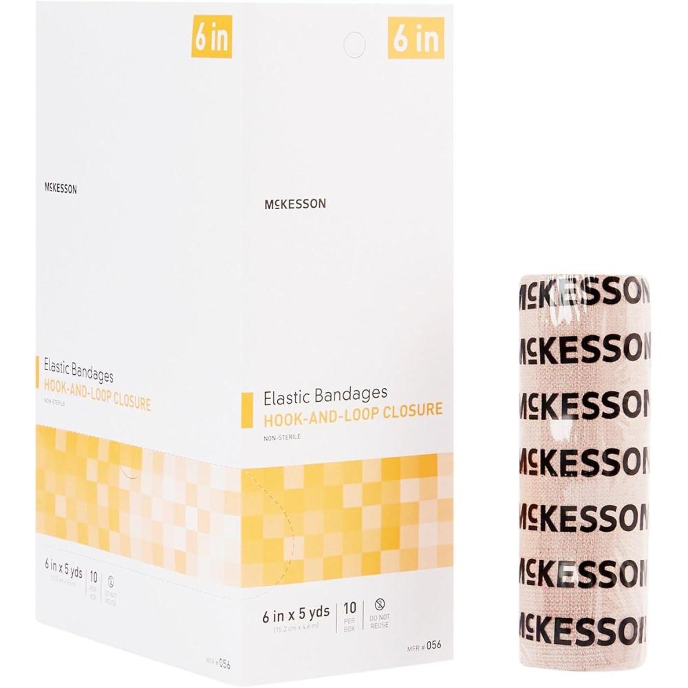 image:imageMcKesson Elastic Bandage with Hook and Loop Closure LatexFree Compression Bandage 6 in x 5 yd 10 Count 1 Pack