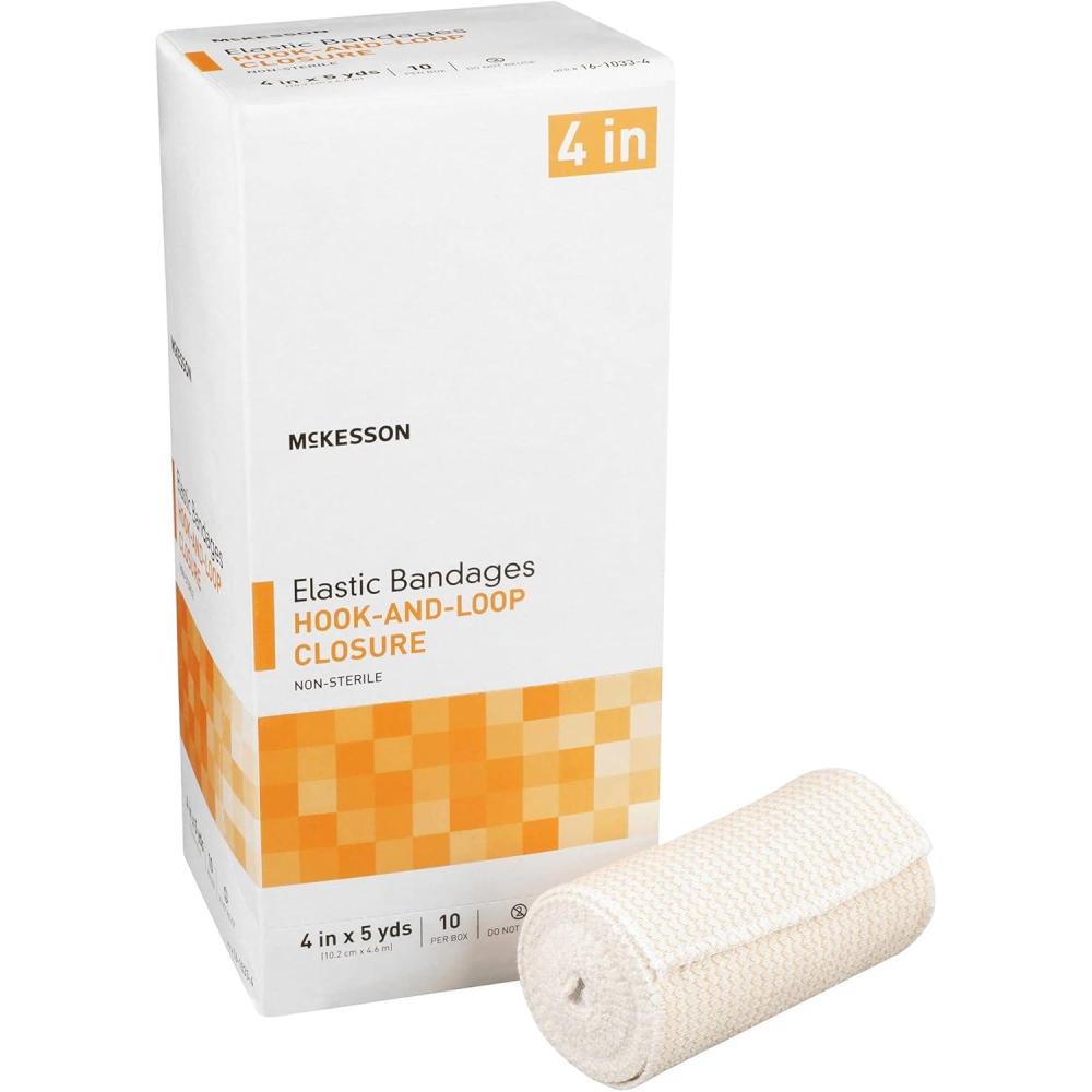 image:imageMcKesson Elastic Bandages NonSterile Hook and Loop Closure 4 in x 5 yd 10 Count 1 Pack