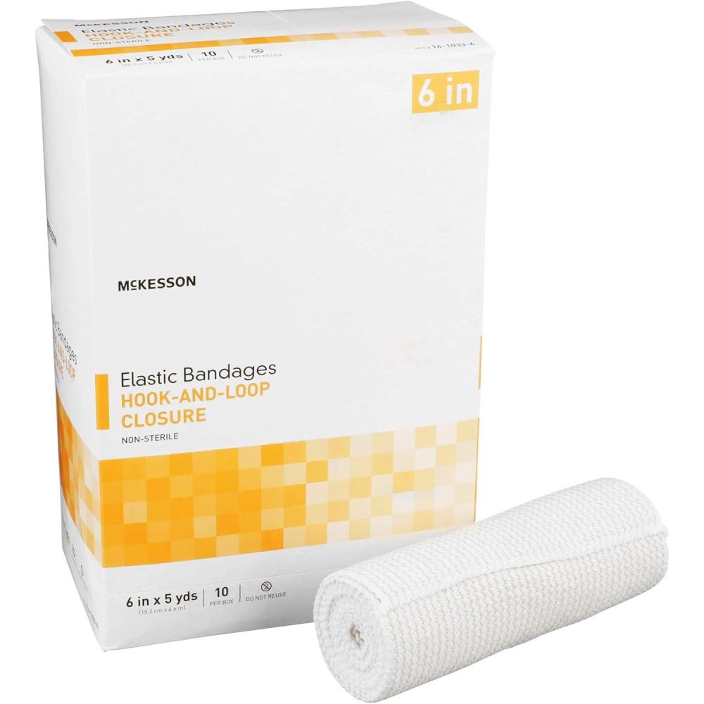 image:imageMcKesson Elastic Bandages NonSterile Hook and Loop Closure 6 in x 5 yd 10 Count 1 Pack6 Inch X 5 Yard  50 ct