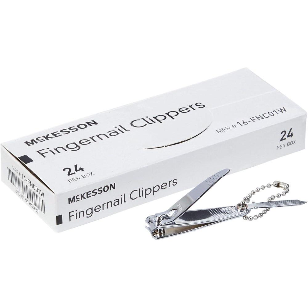 image:imageMcKesson Fingernail Clippers with File  Steel Nail Clippers with Thumb Squeeze Lever and Keychain 544 mm x 135 mm 24 Count
