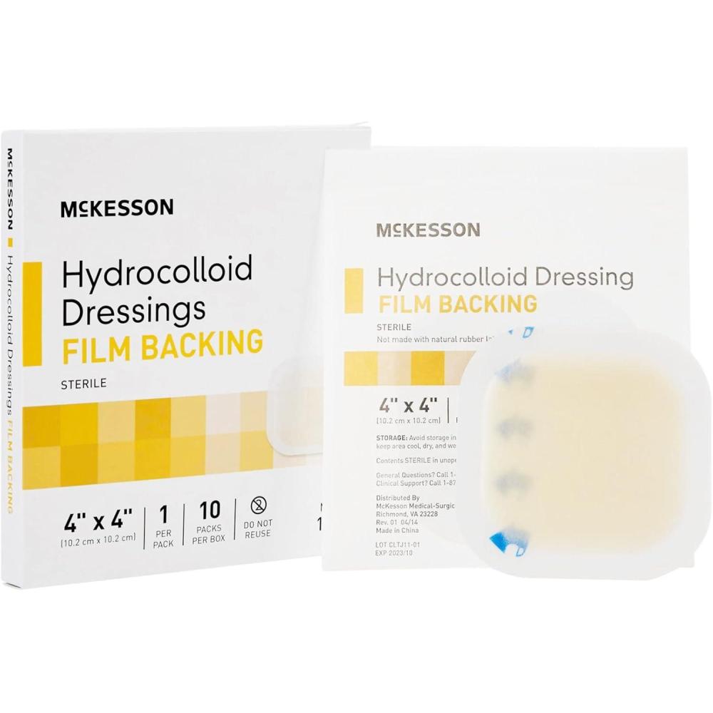 image:imageMcKesson Hydrocolloid Dressing Sterile Sacral Film Backing 5 Dressings  SelfAdhesive Sterile Bandage Waterproof Patch for Bed Sore Mild Burn Blister Acne Care  6 in x 7 in4 x 4 Inch