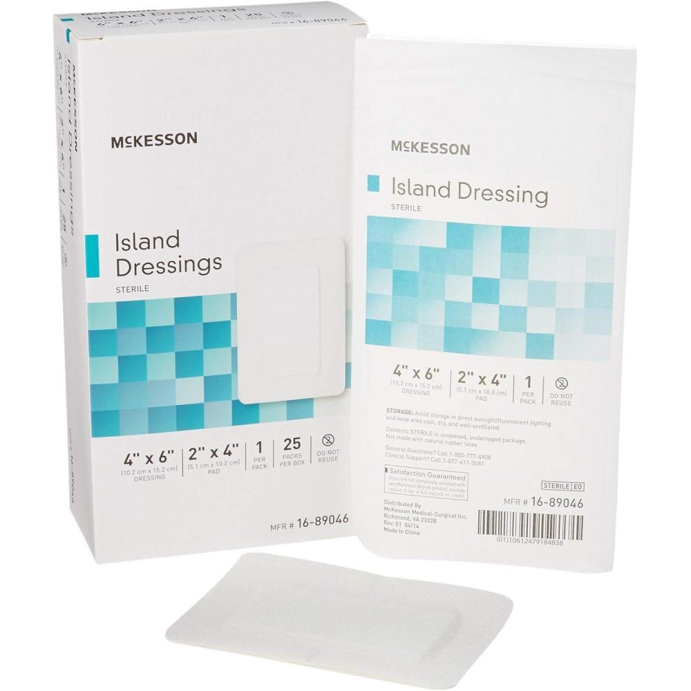 image:imageMcKesson Island Dressing Sterile PolypropyleneRayon 4 in x 10 in 25 Count 1 Pack4 X 6 Inch 100 ct