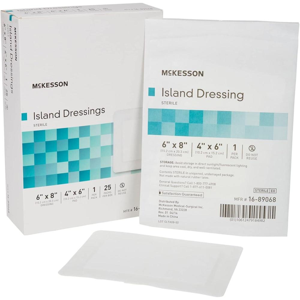 image:imageMcKesson Island Dressing Sterile PolypropyleneRayon 4 in x 10 in 25 Count 1 Pack6 X 8 Inch 25 ct