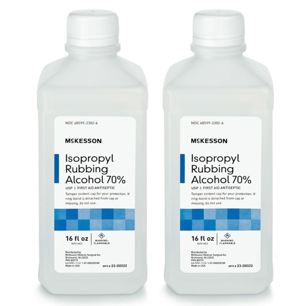 image:imageMcKesson Isopropyl Rubbing Liquid Alcohol 70 2 Count USP First Aid Antiseptic 16 oz16 Fl Oz Pack of 2