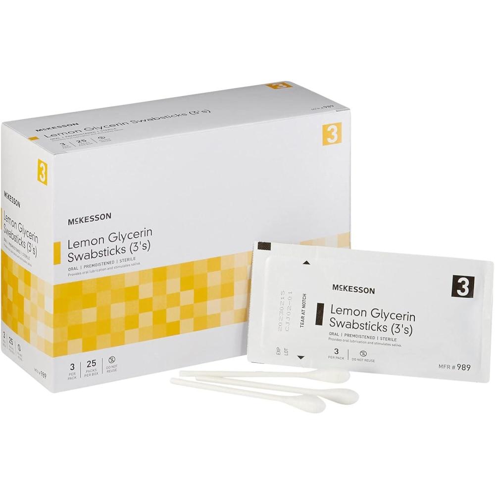 image:imageMcKesson Lemon Glycerin Swabsticks Sterile Oral Swab Stick 25 Count 1 Pack25 ct