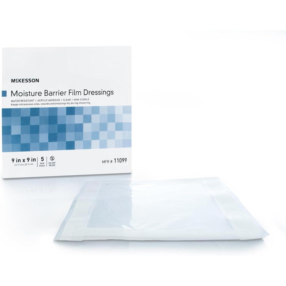 image:imageMcKesson Moisture Barrier Film Dressings  WaterResistant Wound Protector for Showering  9 in x 9 in 5 Count 140 Packs 700 Total