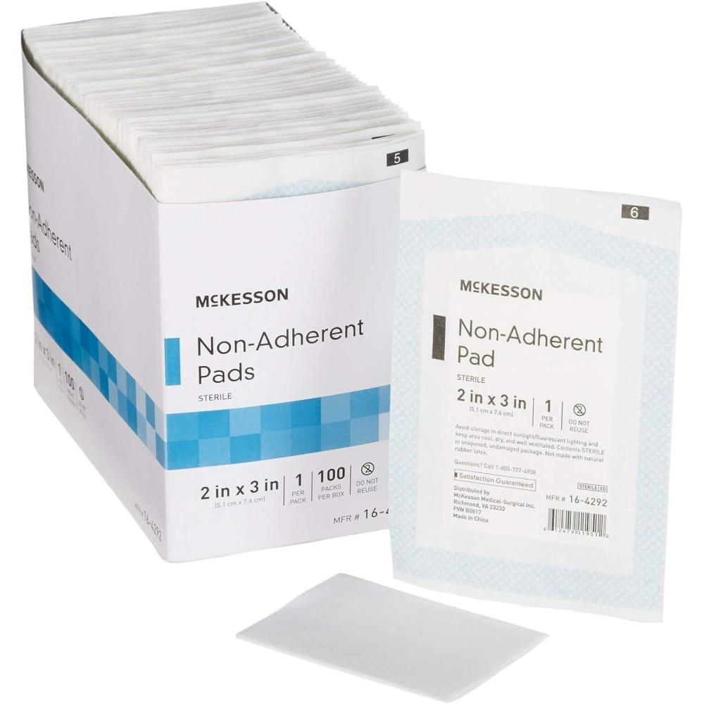 image:imageMcKesson NonAdherent Pads for Wounds 2x3 Inch 100 Count Sterile NonStick Wound Dressing Highly Absorbent Painless Removal Individually Wrapped2x3 Inch