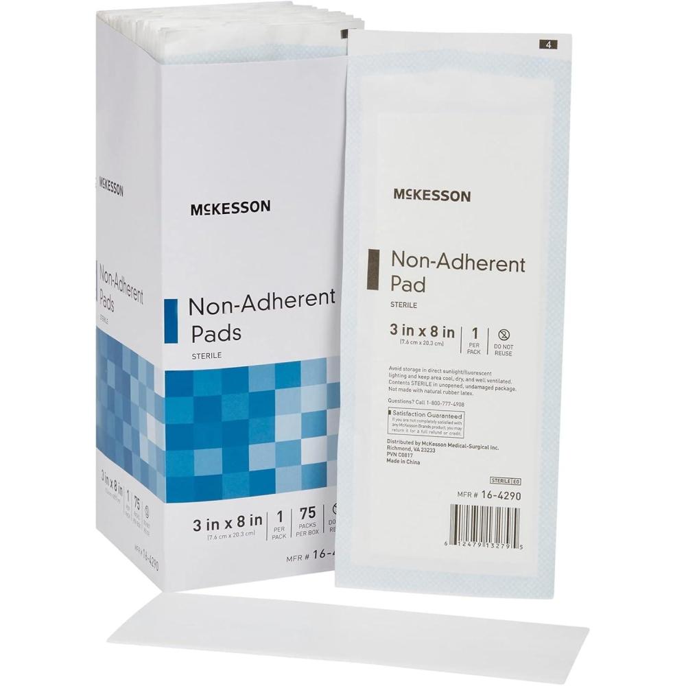 image:imageMcKesson NonAdherent Pads for Wounds 2x3 Inch 100 Count Sterile NonStick Wound Dressing Highly Absorbent Painless Removal Individually Wrapped8x3 Inch