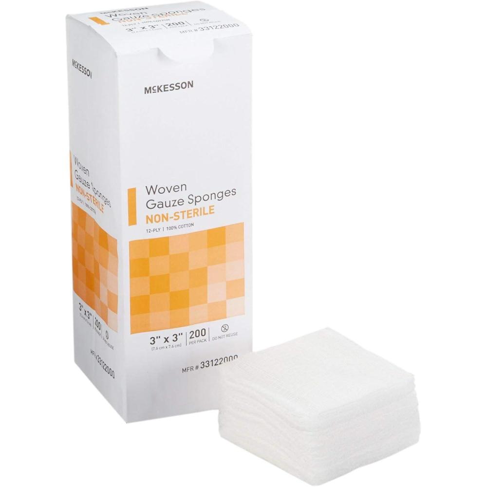image:imageMcKesson NonSterile Gauze Pads 3x3 Inch 4000 Count Bulk Pack 12Ply 100 Cotton NonSterile Woven Sponges for Wound Care amp First Aid Highly Absorbent amp Breathable Medical Supplies3x3 Inch