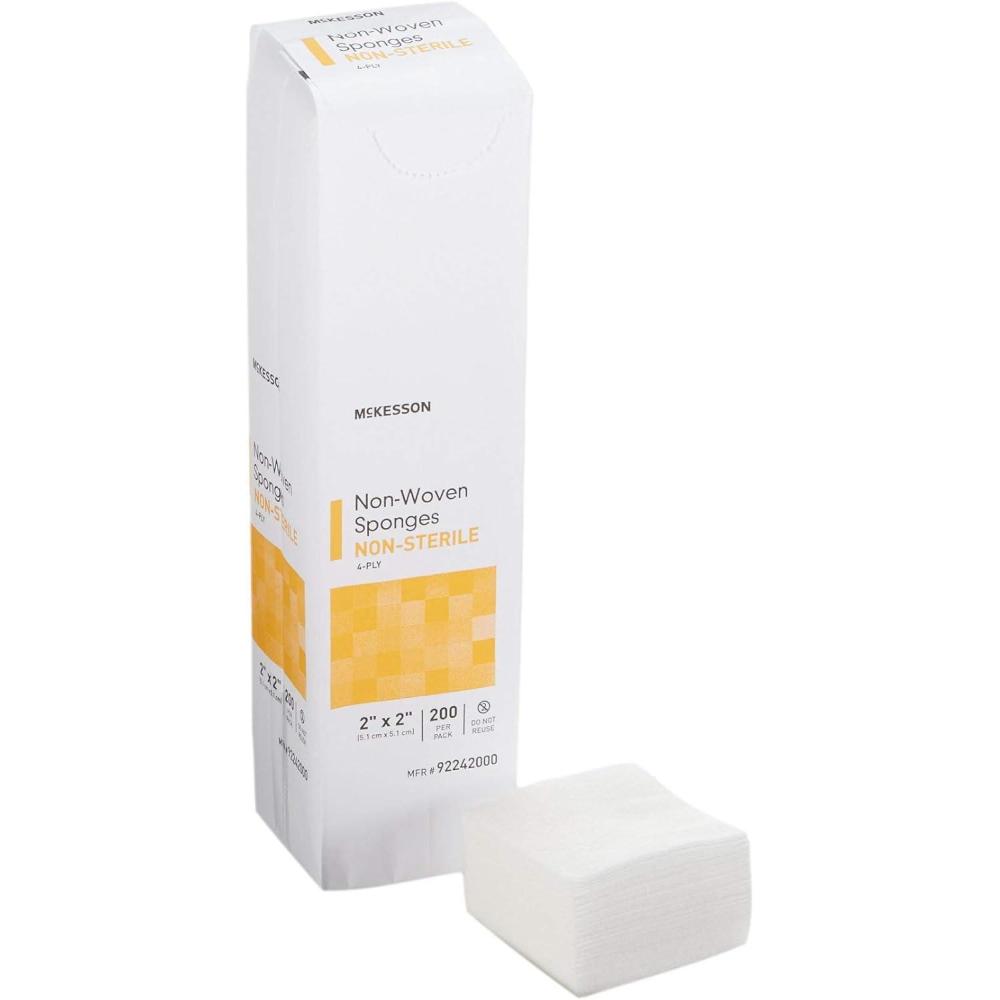 image:imageMcKesson NonWoven Sponges 4Ply NonSterile PolyesterRayon Blend 2 in x 2 in 200 per Pack 20 Packs 4000 Total