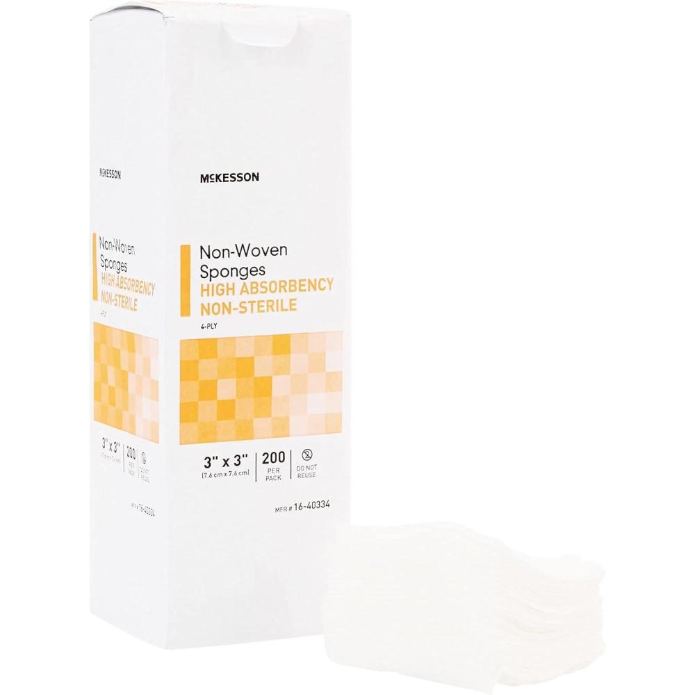 image:imageMcKesson NonWoven Sponges NonSterile 4Ply High Absorbency PolyesterRayon 3 in x 3 in 200 per Pack 1 Pack