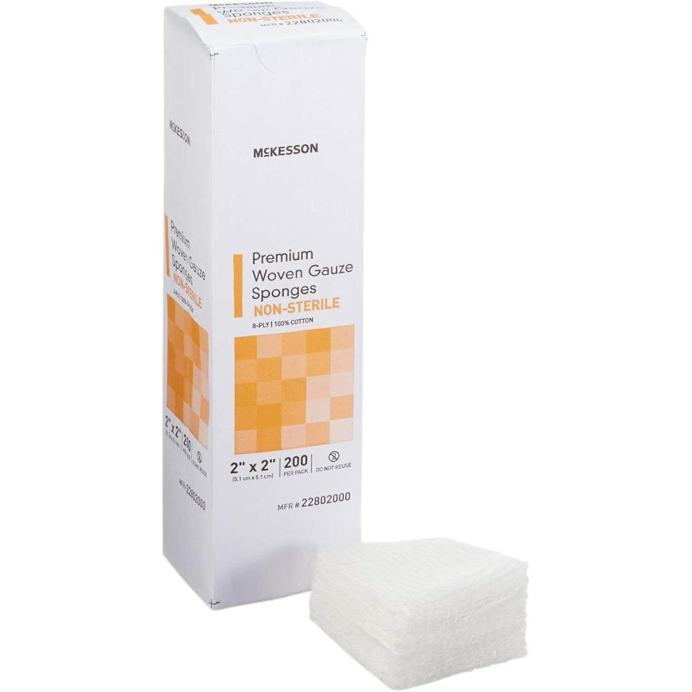 image:imageMcKesson Premium Woven Gauze Sponges NonSterile 8Ply 100 Cotton 2 in x 2 in 200 per Pack 1 Pack