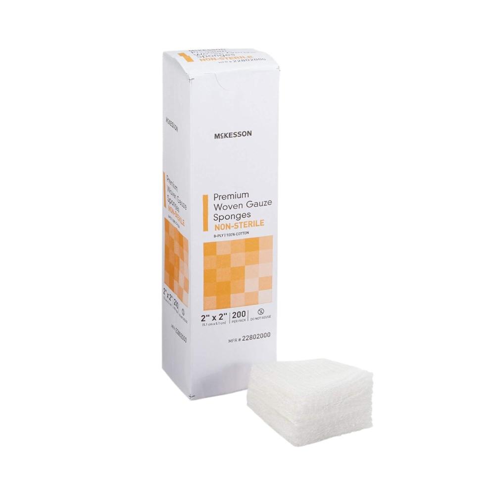 image:imageMcKesson Premium Woven Gauze Sponges NonSterile 8Ply 100 Cotton 2 in x 2 in 200 per Pack 25 Packs 5000 Total