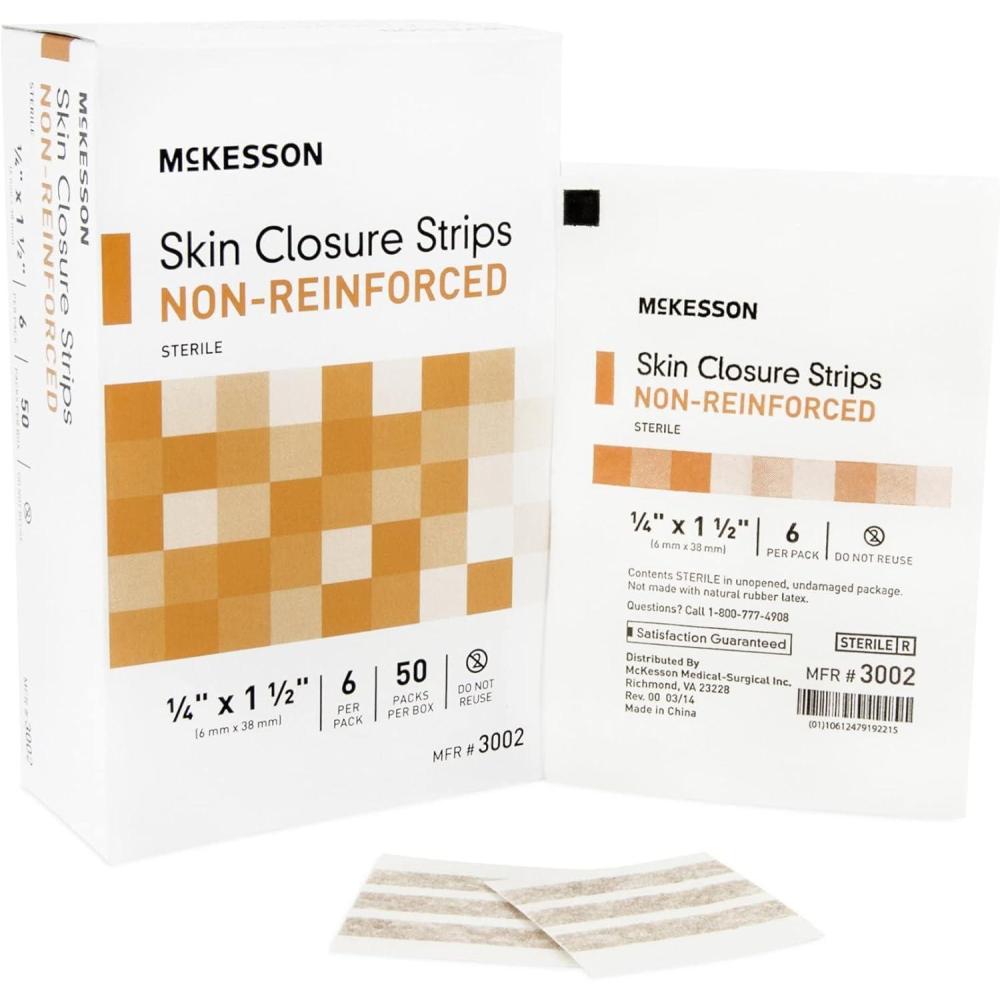 image:imageMcKesson Skin Closure Adhesive Strips Flexible Steri Strip for Wound Care 14 in x 1 12 in 50 Count