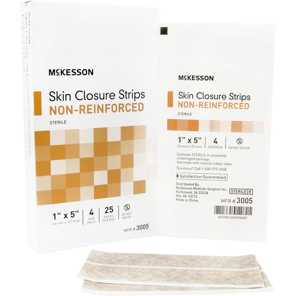 image:imageMcKesson Skin Closure Strips Sterile NonReinforced 1 in x 5 in 25 Count