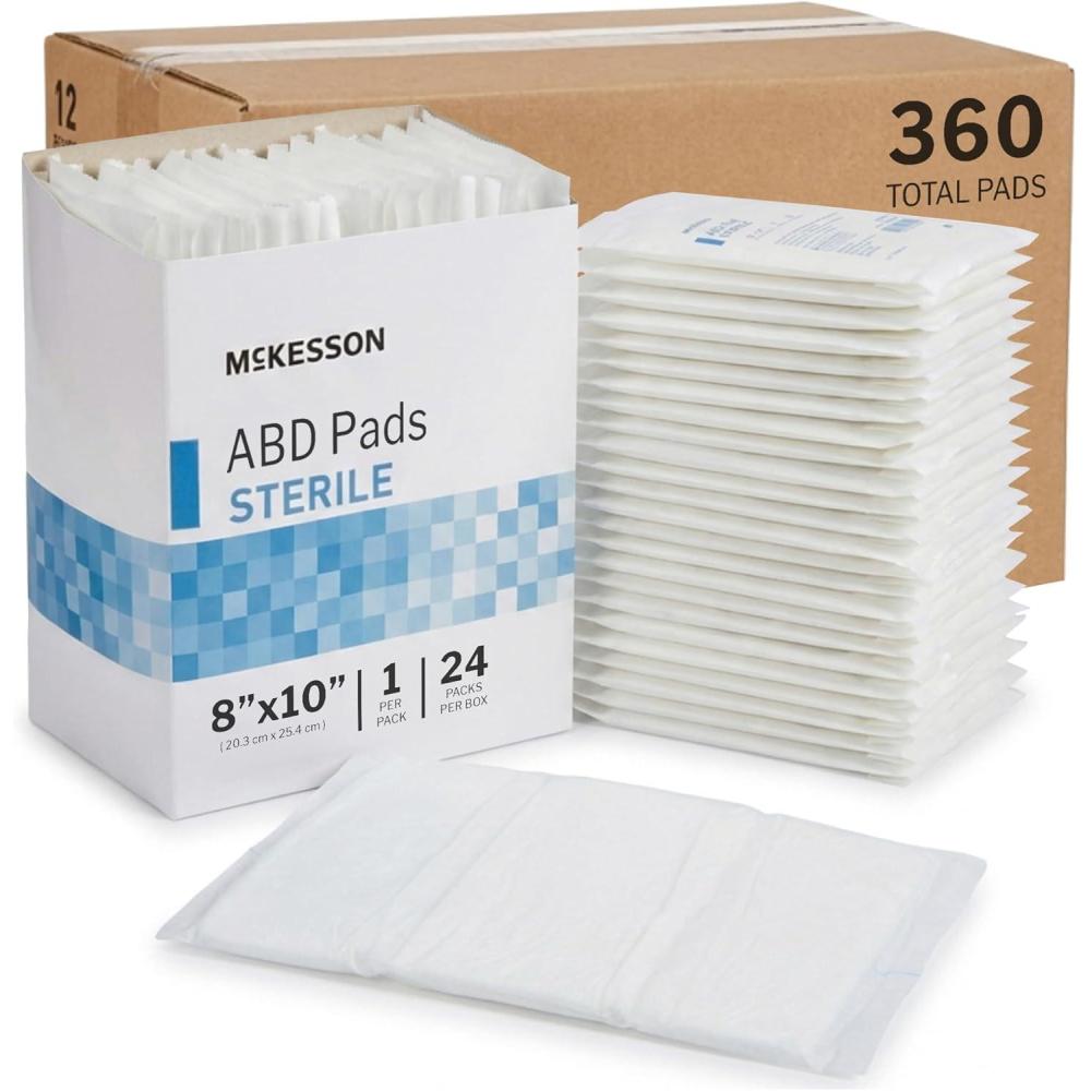 image:imageMcKesson Sterile ABD Pads 8 x 10 in 360 Count  Abdominal Pads for Wound Care Non Stick Gauze Dressing Surgical Absorbent Pad for Drainage and PostOp Use