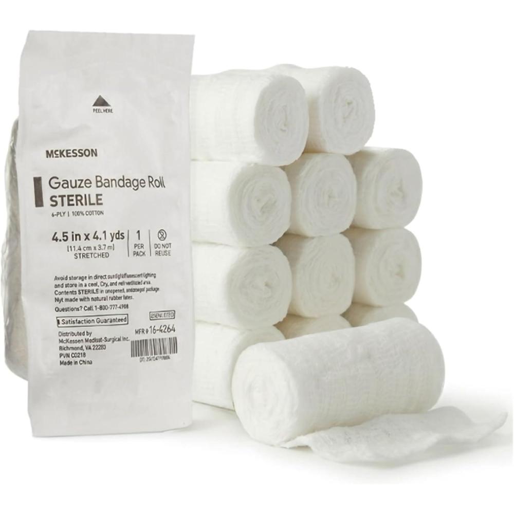 image:imageMcKesson Sterile Gauze Roll Bandages 6ply Premium Medical Supplies amp First Aid Supplies Bandage Wrap Vet Wrap 96 Pack 34 in x 36 Yards45 x 41 yd 12 Count