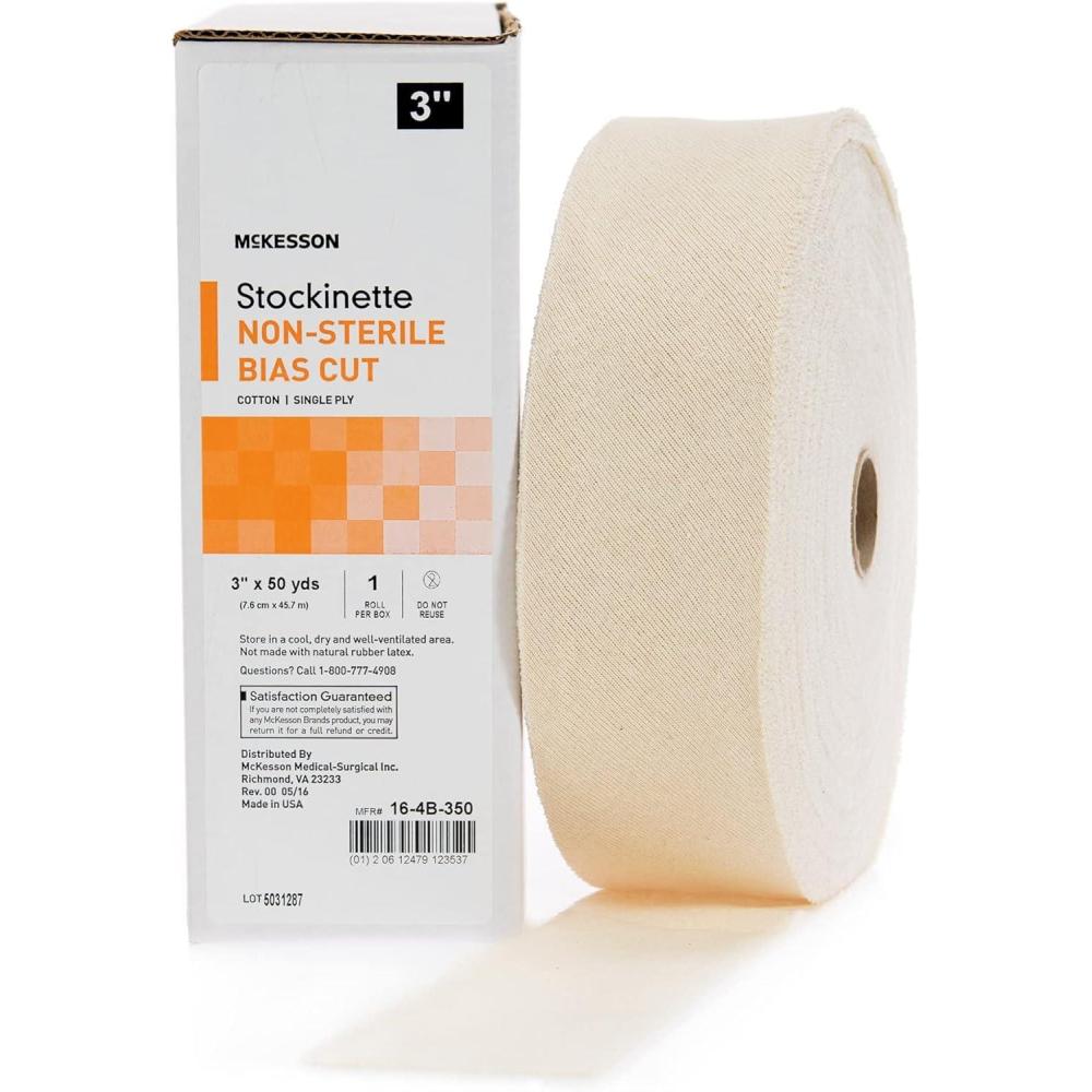 image:imageMcKesson Stockinette Bandage Wrap Cotton Single Ply NonSterile Bias Cut Size 3 3 in x 50 yd 1 Count 1 Pack