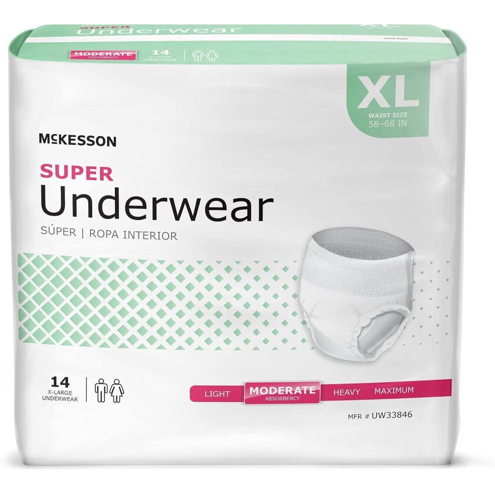 image:imageMcKesson Super Adult Incontinence Underwear 22 Count Moderate Absorbency Small 2034 in Unisex Bladder Leak Protection PullOn Style with TearAway Sides Postpartum and Incontinence SupportXLarge