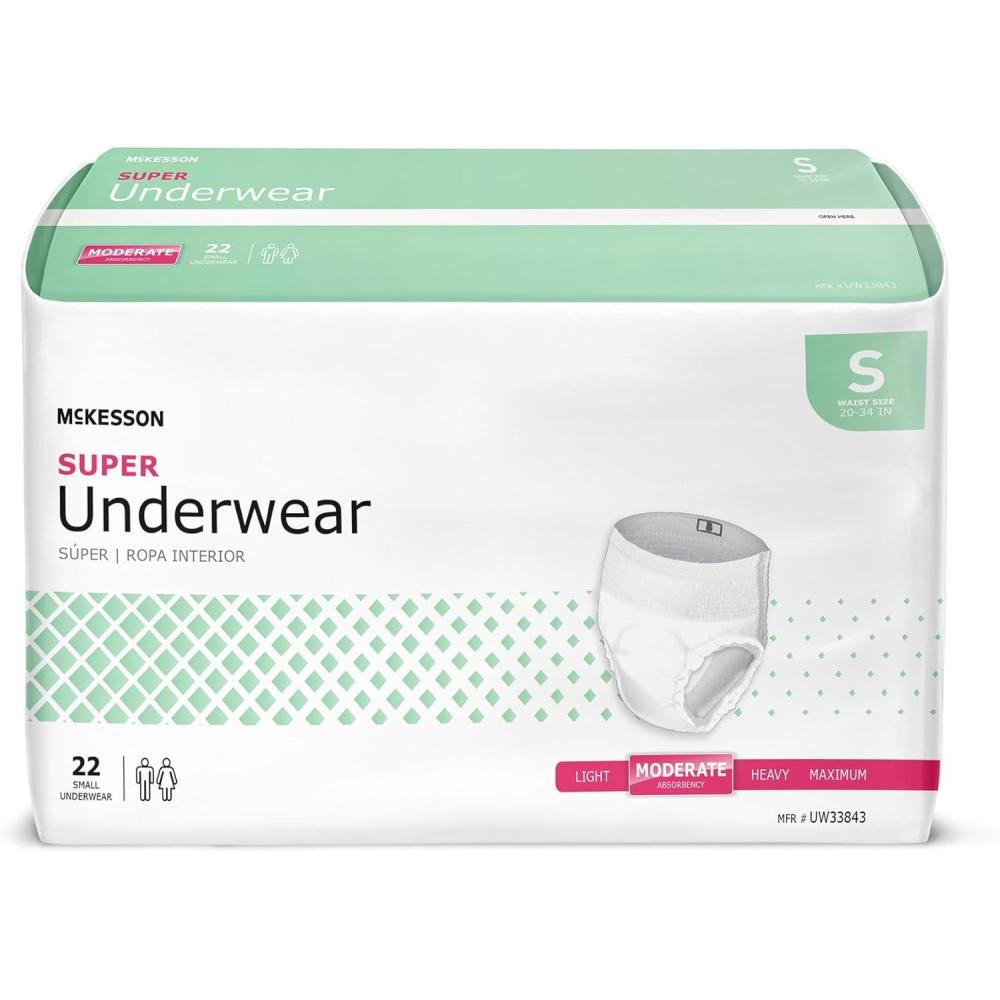 image:imageMcKesson Super Adult Incontinence Underwear 22 Count Moderate Absorbency Small 2034 in Unisex Bladder Leak Protection PullOn Style with TearAway Sides Postpartum and Incontinence SupportSmall