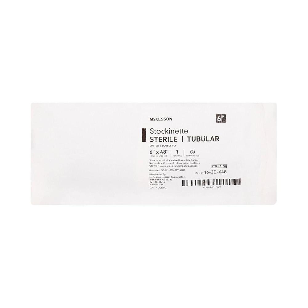 image:imageMcKesson Surgical Stockinette 6 x 48 in Sterile Cotton Beige 1 Count Double Ply Tubular Rolled for Easy Use Continuous Knit Construction SingleUse Medical Dressing Support
