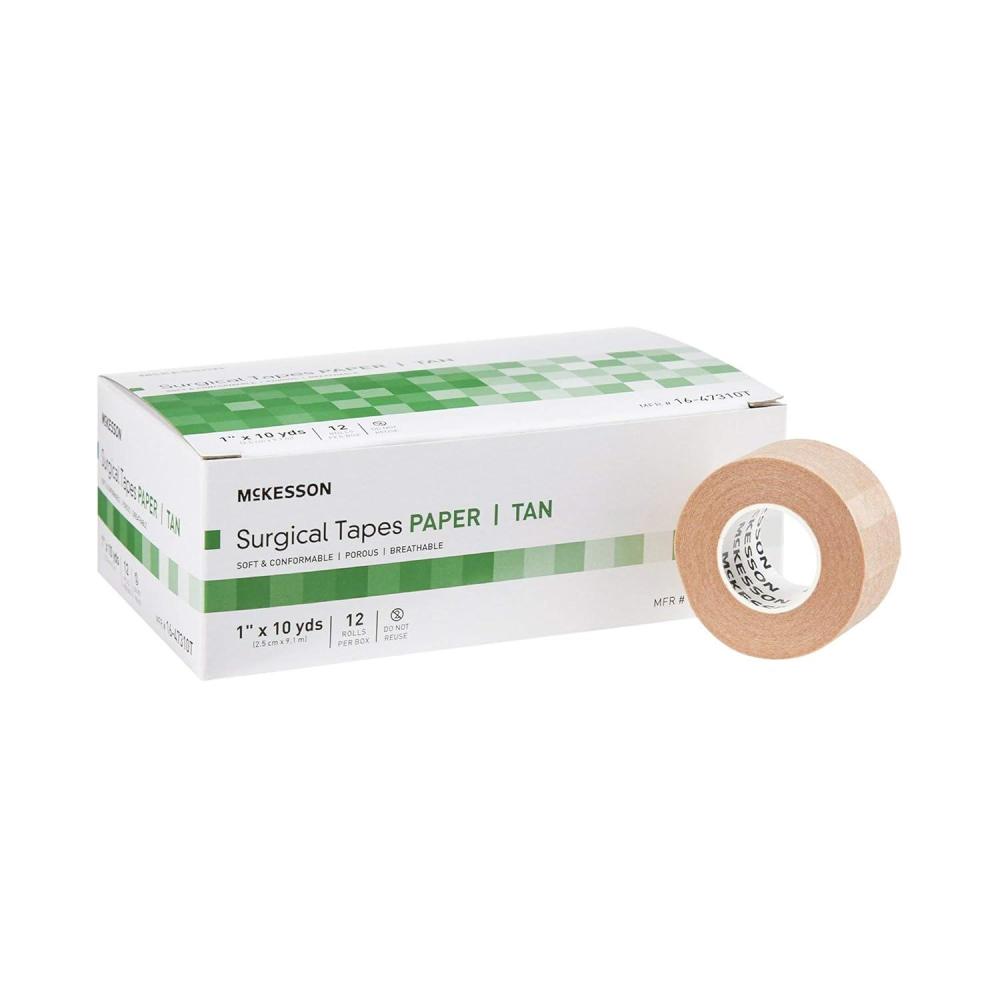 image:imageMcKesson Surgical Tapes NonSterile Breathable Paper 12 in x 10 yds 24 Rolls 12 Packs 288 Total1 Inch X 10 Yard 144 ct
