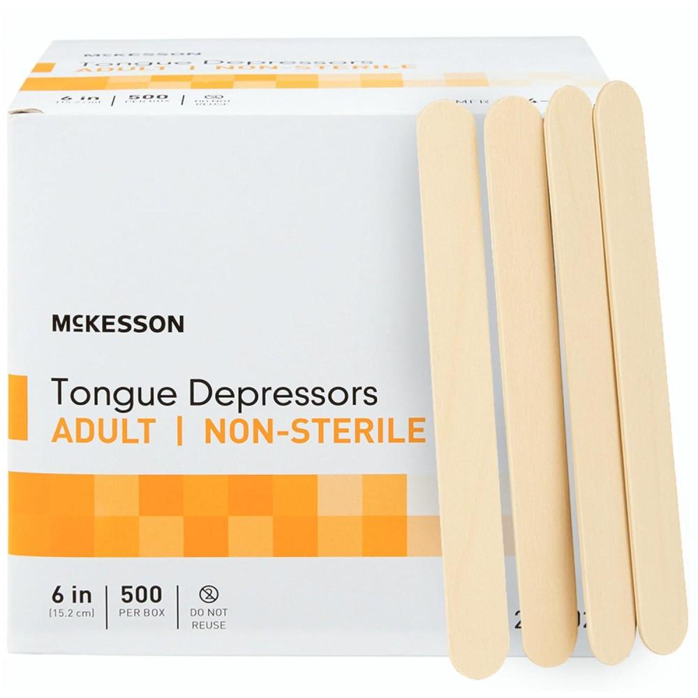 image:imageMcKesson Tongue Depressors 500 Count Adult Size NonSterile Wood Unflavored SplinterFree 6 in  Use for Medical Arts Crafts Spa6