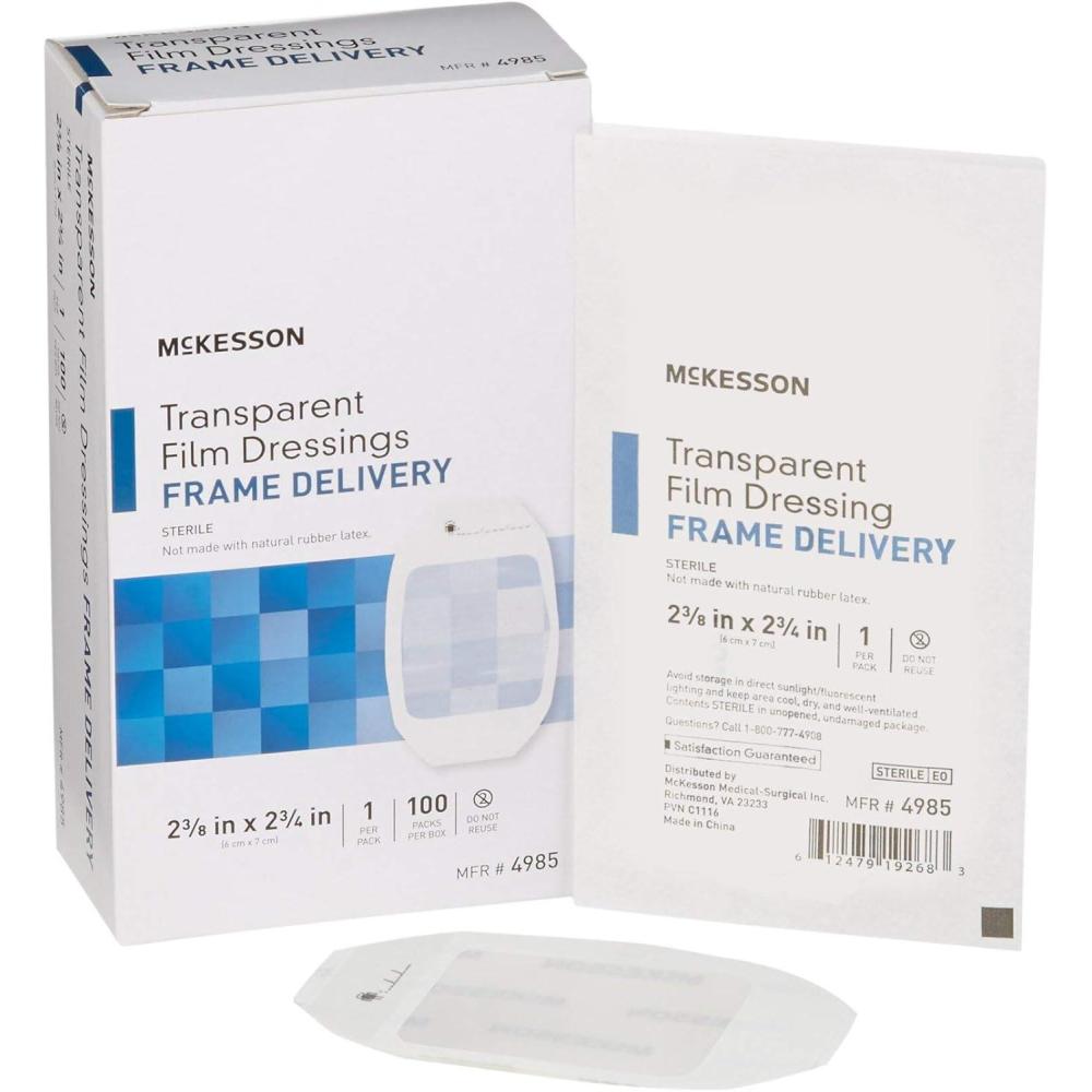 image:imageMcKesson Transparent Film Dressing Sterile Frame Delivery 2 38 in x 2 34 in 100 Count 1 Pack238 x 275 Inch 100 Count
