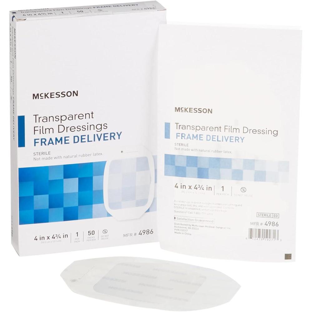image:imageMcKesson Transparent Film Dressing Sterile Frame Delivery 2 38 in x 2 34 in 100 Count 1 Pack4 x 475 Inch 200 Count