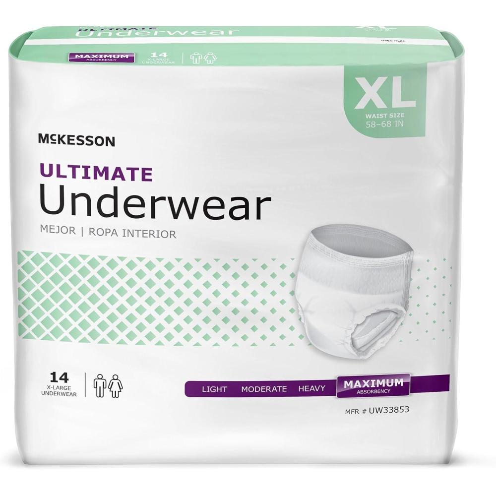 image:imageMcKesson Ultimate Adult Incontinence Underwear 20 Count Medium 3244 in Maximum Absorbency Unisex Bladder Leak Protection PullOn Style with TearAway Sides for Postpartum and IncontinenceXLarge