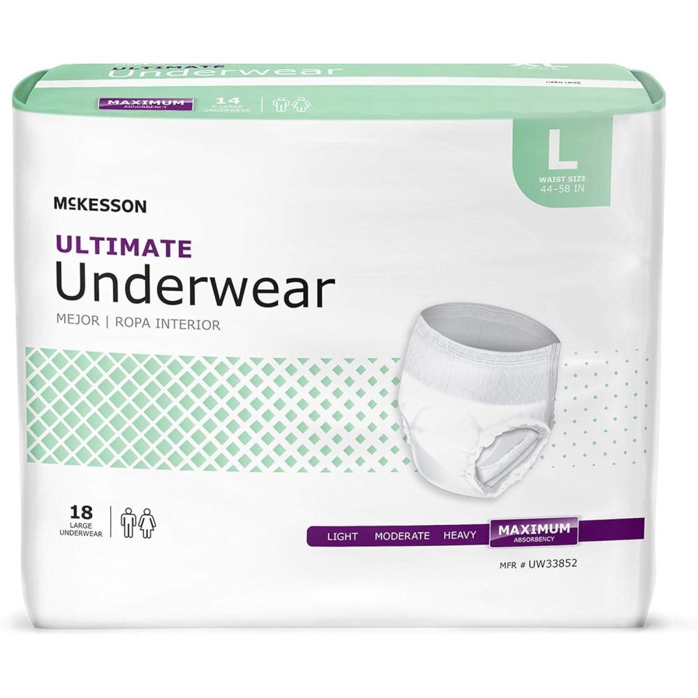 image:imageMcKesson Ultimate Adult Incontinence Underwear 20 Count Medium 3244 in Maximum Absorbency Unisex Bladder Leak Protection PullOn Style with TearAway Sides for Postpartum and IncontinenceLarge 72 Count
