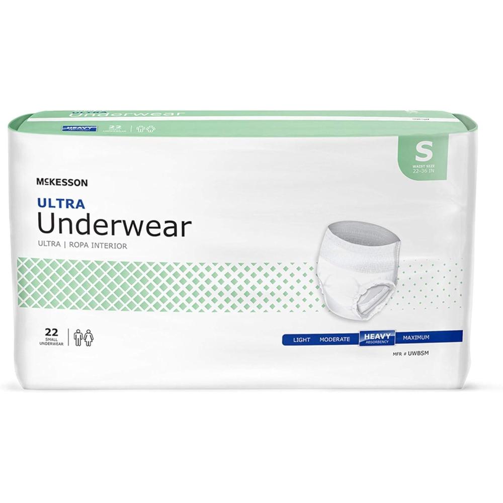 image:imageMcKesson Ultra Adult Incontinence Underwear 88 Count Heavy Absorbency Small 2236 in Unisex Bladder Leak Protection PullOn Style with TearAway Sides Postpartum and Incontinence SupportSmall 22 Count