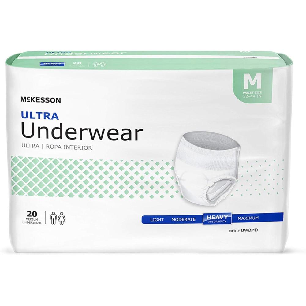 image:imageMcKesson Ultra Adult Incontinence Underwear 88 Count Heavy Absorbency Small 2236 in Unisex Bladder Leak Protection PullOn Style with TearAway Sides Postpartum and Incontinence SupportMedium 80 Count