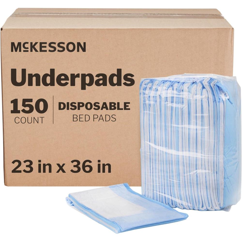 image:imageMcKesson Underpads Disposable Bed Pads 23 x 36 15 Count Light Absorbency Fluff Incontinence Chux Pads for Adults Elderly and Baby Pee Pads150 Count Pack of 1