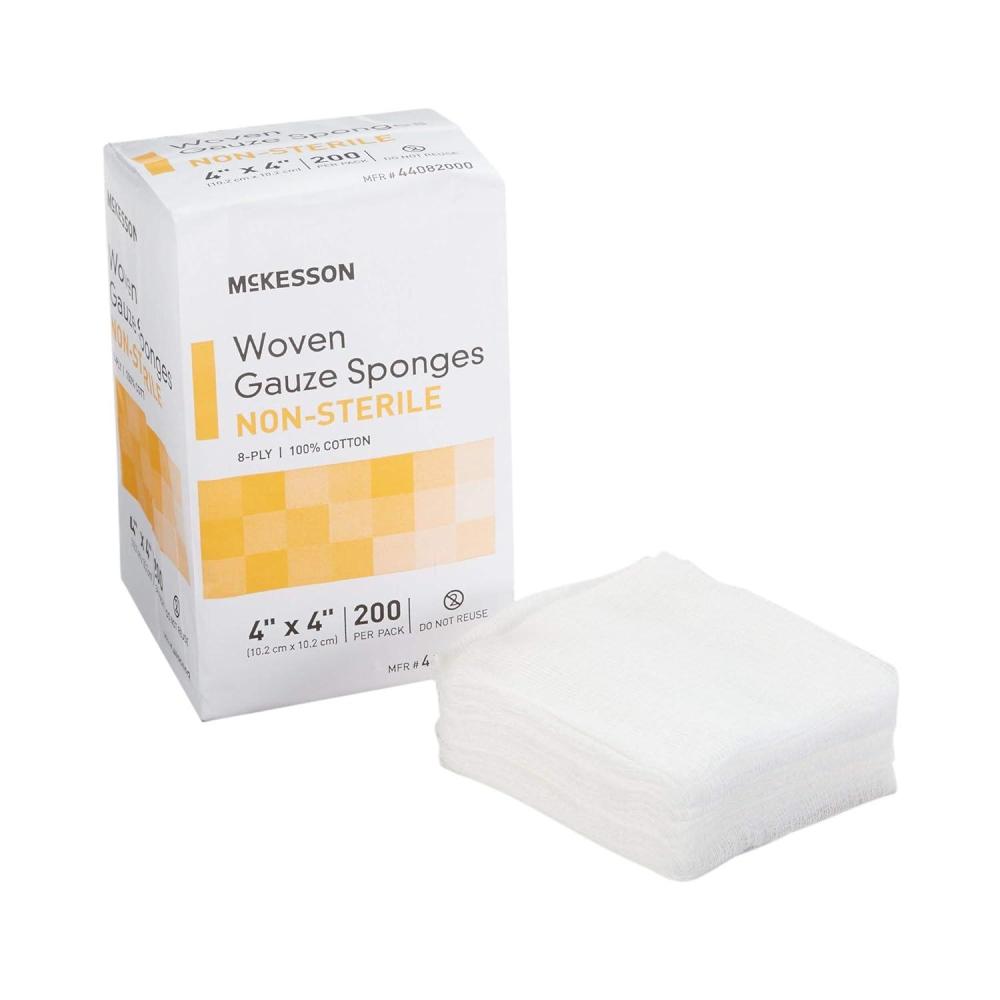 image:imageMcKesson Woven Gauze Sponges NonSterile 8Ply 100 Cotton 4 in x 4 in 200 per Pack 20 Packs 4000 Total