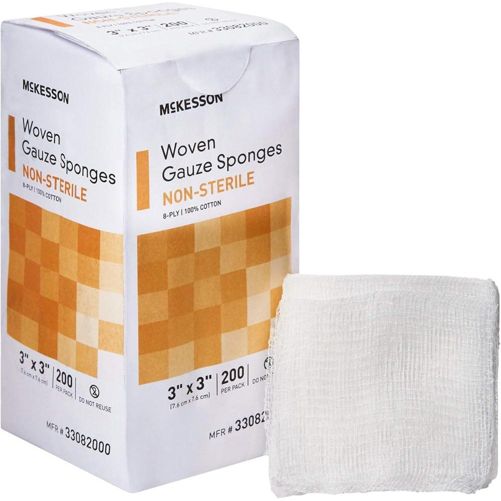image:imageMcKesson Woven Gauze Sponges NonSterile 8Ply 100 Cotton 4 in x 4 in 200 per Pack 5 Packs 1000 Total