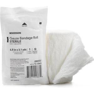 McKesson 96 Pack Sterile Gauze Roll Bandages, 4.5 in x 3.1 Yards, 8-ply Premium Medical Supplies & First Aid Supplies, Bandage Wrap Vet Wrap(4.5″ x 3.1 yd (1 Count))