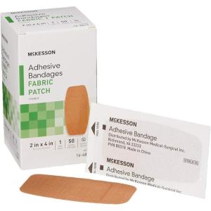 McKesson Adhesive Bandages, Sterile, Fabric Patch, 2 in x 3 in, 50 Count, 2 Packs, 100 Total(2 X 4 Inch (1200 Count))