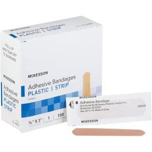 McKesson Adhesive Bandages, Sterile, Plastic Strip, 1 in x 3 in, 100 Count, 6 Packs, 600 Total(3/4 X 3 Inch ( 2400 ct))