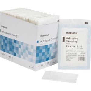 McKesson Adhesive Dressing, Sterile, Cotton/Polyester, 2 in x 3 in, 100 Count, 1 Pack(2 X 3 Inch (2400 ct))
