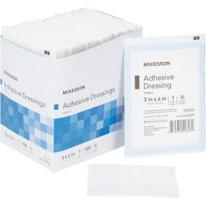 McKesson Adhesive Dressing, Sterile, Cotton/Polyester, 3 in x 4 in, 100 Count, 1 Pack
