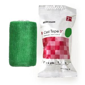 McKesson Cast Tape, Fiberglass, Green, 3 in x 4 yds, 1 Count, 10 Packs, 10 Total