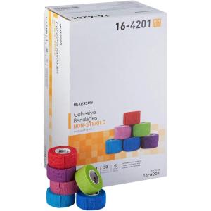 McKesson Cohesive Bandage, Non-Sterile, Self-Adherent Closure, Multi-Color, 1 in x 5 yds, 1 Count, 30 Packs, 30 Total